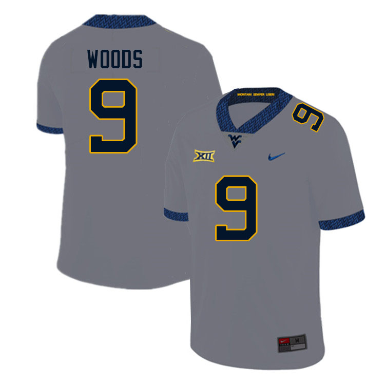 Men #9 Charles Woods West Virginia Mountaineers College Football Jerseys Sale-Gray